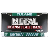 Tulane Green Wave Metal License Plate Frame W/domed Insert