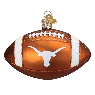 Texas Longhorns Glass Christmas Ornament - Footbal