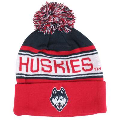 UConn Huskies Zephyr Finish Line Pom Knit Beanie