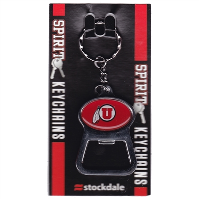 Utah Utes Metal Key Chain And Bottle Opener W/domed Insert