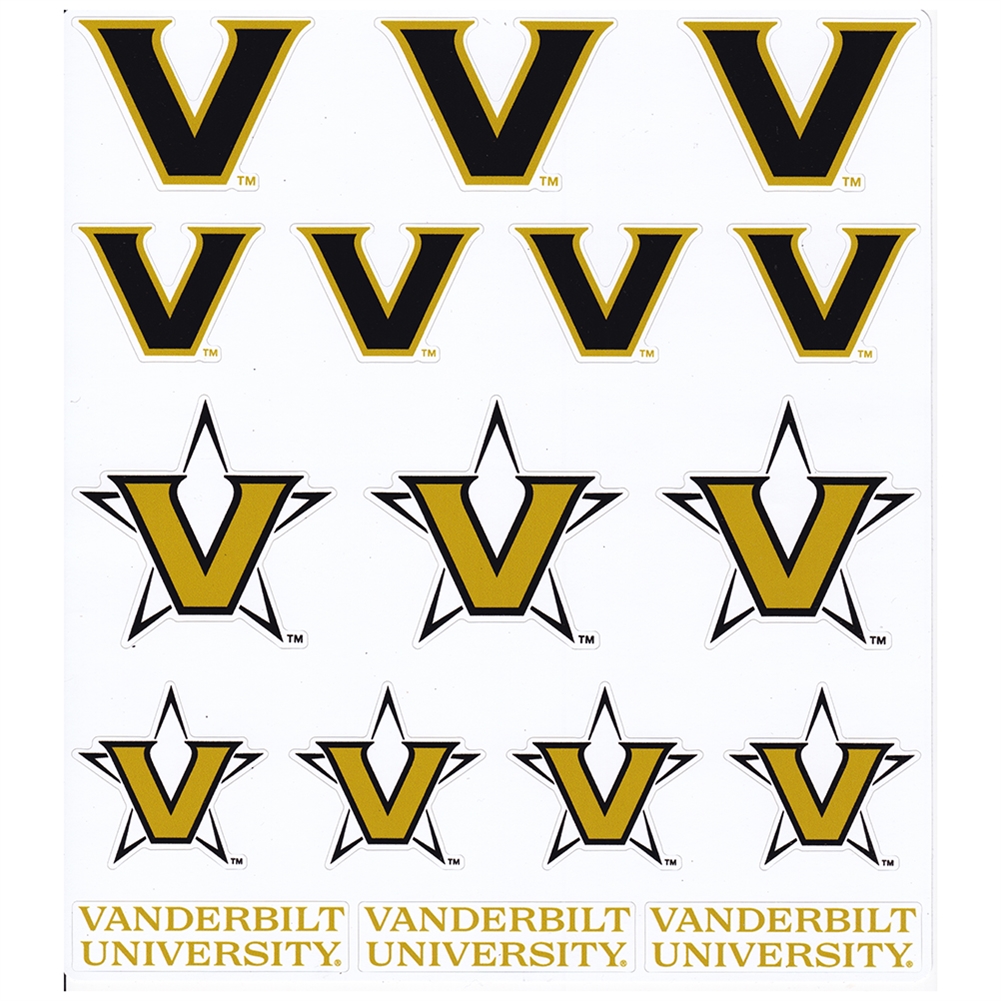 Vanderbilt Commodores Multi-Purpose Vinyl Sticker Sheet