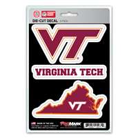 Virginia Tech Hokies Decals - 3 Pack