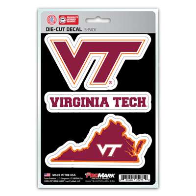 Virginia Tech Hokies Decals - 3 Pack