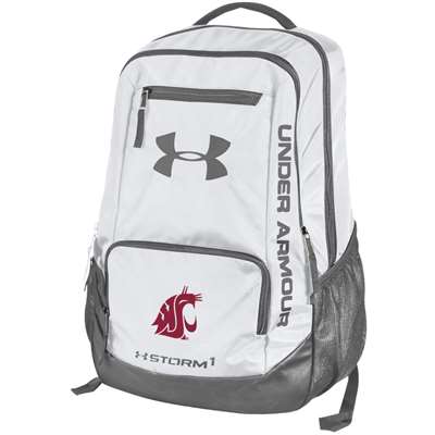 Washington State Cougars Under Armour Hustle Backpack - White