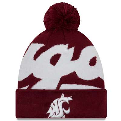 Washington State Cougars New Era Logo Whiz 3 Pom Knit Beanie