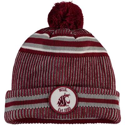 Washington State Cougars New Era Patch Sport Knit Beanie