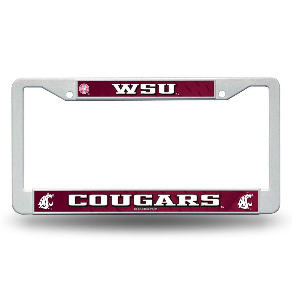 Washington State Cougars White Plastic License Plate Frame