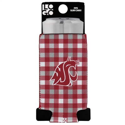 Washington State Cougars Plaid Slim Coozie