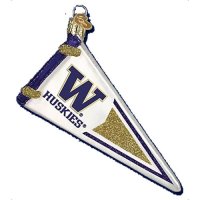 Washington Huskies Glass Christmas Ornament - Pennant