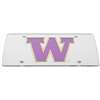 Washington  Inlaid Acrylic License Plate - Silver Mirror Background - W Logo