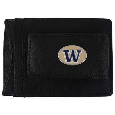 Washington Huskies Leather Card Holder Money Clip