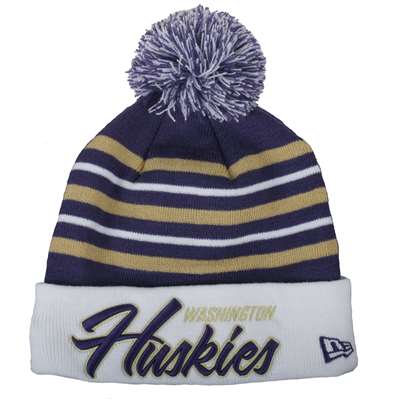 Washington Huskies New Era Snow Stripe Knit Beanie