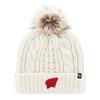 Wisconsin Badgers 47 Brand Womens Meeko Pom Knit - White - W Logo