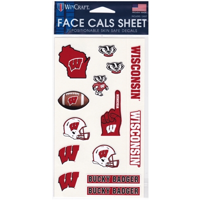 Wisconsin Badgers Face-cals Sticker Sheet