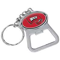 Western Kentucky Hilltoppers Metal Key Chain And Bottle Opener W/domed Insert