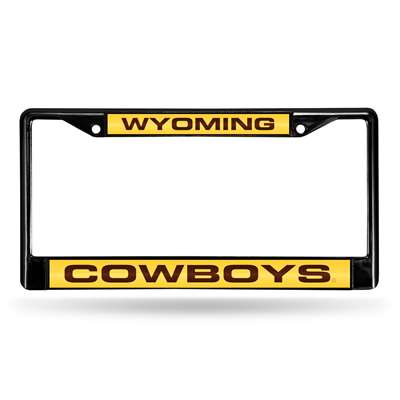 Wyoming Cowboys Inlaid Acrylic Black License Plate Frame